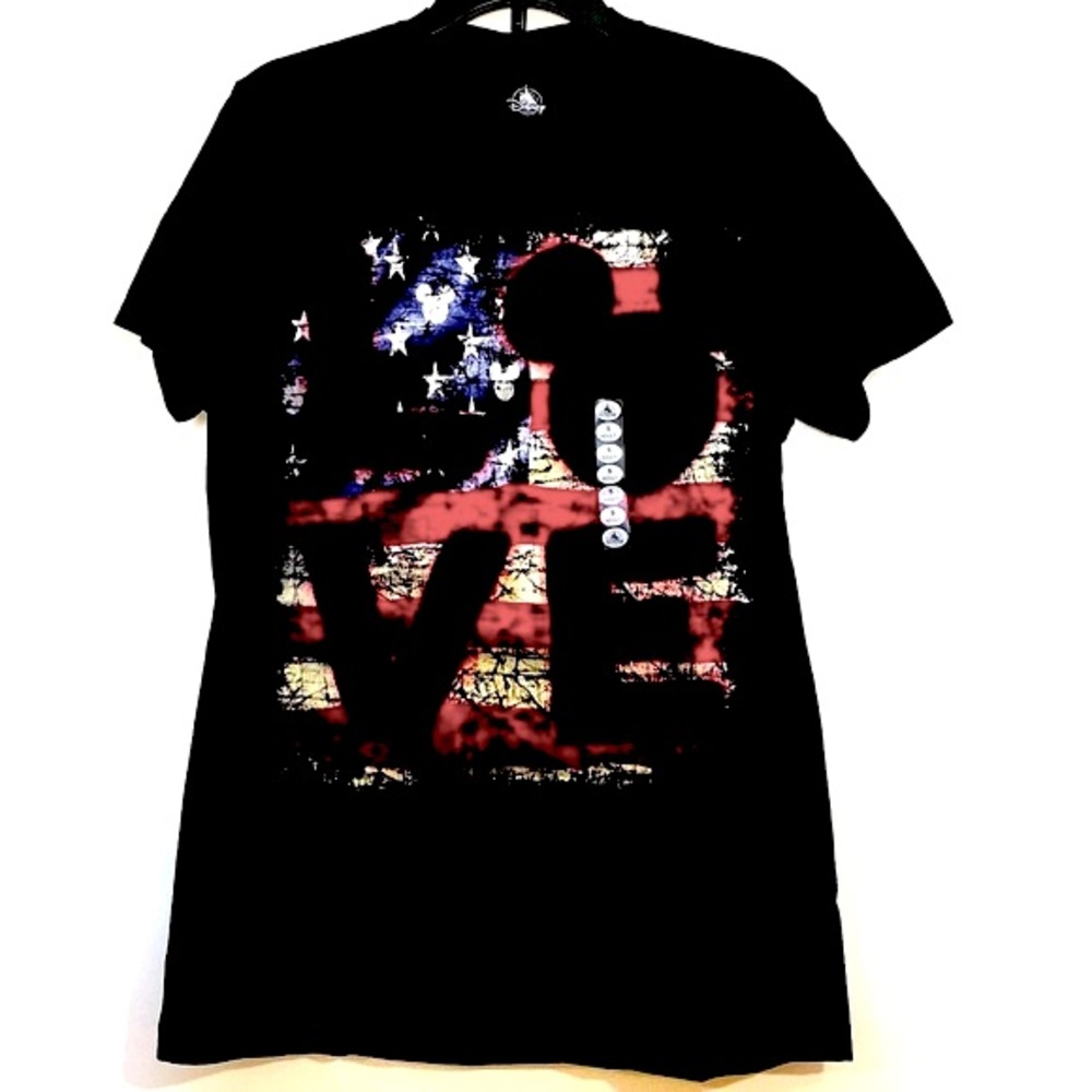 NWT Disney Parks Mickey Mouse Love Flag T- Shirt Sz S